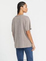 Z0ZR08786 Slate Grey Women Turnt N Burnt Short Sleeve Shirt Volcom Clothing - Image 9