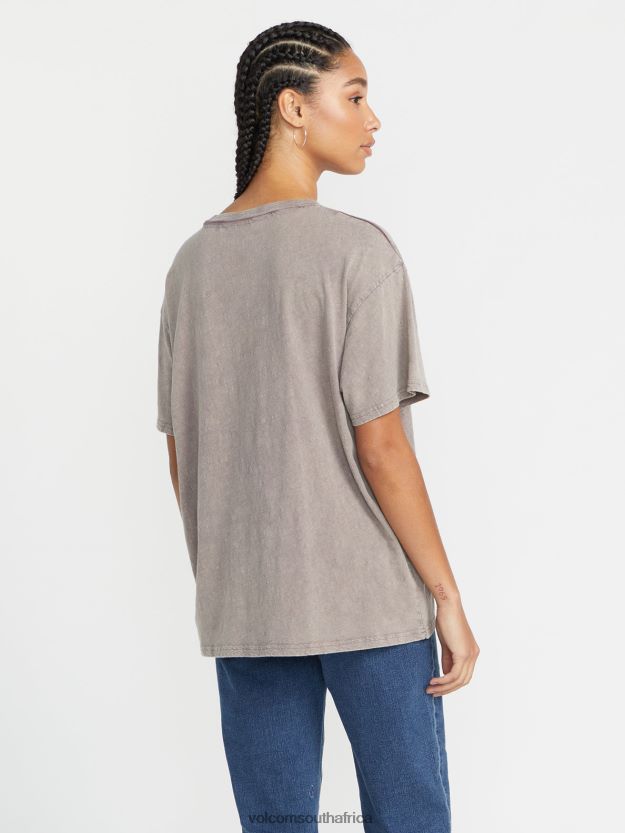 Z0ZR08786 Slate Grey Women Turnt N Burnt Short Sleeve Shirt Volcom Clothing - Image 9