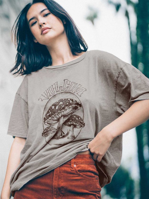Z0ZR08786 Slate Grey Women Turnt N Burnt Short Sleeve Shirt Volcom Clothing - Image 1