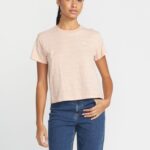 Z0ZR08791 Clay Women Halite Stripe Short Sleeve Shirt Volcom Clothing