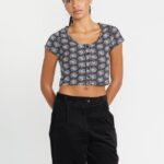 Z0ZR08798 Black Women Daisie Babie Short Sleeve Shirt Volcom Clothing