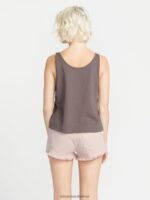 Z0ZR08799 Slate Grey Women To The Bank Tank Volcom Clothing - Image 2