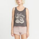 Z0ZR08799 Slate Grey Women To The Bank Tank Volcom Clothing