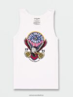 Z0ZR087 White Men Freedomeagle Tank Volcom Clothing