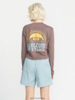 Z0ZR08802 Slate Grey Women Pocket Dial Long Sleeve Shirt Volcom Clothing - Image 3