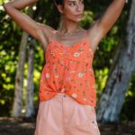 Z0ZR08808 Dark Coral Women Mucho Mahalo Cami Tank Volcom Clothing
