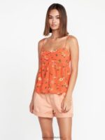 Z0ZR08808 Dark Coral Women Mucho Mahalo Cami Tank Volcom Clothing - Image 5