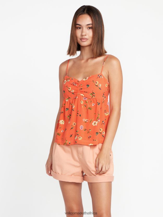 Z0ZR08808 Dark Coral Women Mucho Mahalo Cami Tank Volcom Clothing - Image 5