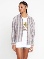 Z0ZR08809 Plaid Women Plaid To Meet U Long Sleeve Shirt Volcom Clothing - Image 6