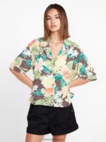 Z0ZR08817 Slate Grey Women Excapism Top Volcom Clothing - Image 7