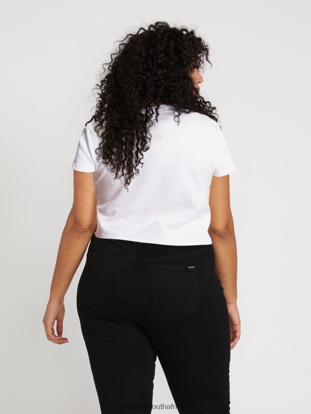 Z0ZR08822 White Women One of Each Baby Tee Plus Size Volcom Clothing - Image 5