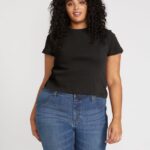 Z0ZR08823 Black Women One of Each Baby Tee Plus Size Volcom Clothing
