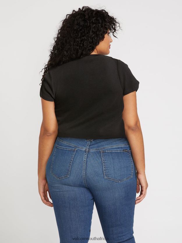 Z0ZR08823 Black Women One of Each Baby Tee Plus Size Volcom Clothing - Image 4