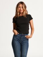 Z0ZR08824 Black Women One Of Each Baby Short Sleeve Tee Volcom Clothing