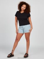Z0ZR08824 Black Women One Of Each Baby Short Sleeve Tee Volcom Clothing - Image 3