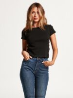 Z0ZR08824 Black Women One Of Each Baby Short Sleeve Tee Volcom Clothing - Image 7