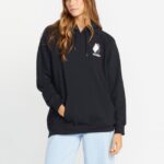 Z0ZR08834 Black Women Truly Stoked Boyfriend Hoodie Volcom Clothing