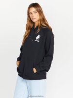 Z0ZR08834 Black Women Truly Stoked Boyfriend Hoodie Volcom Clothing - Image 5