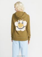 Z0ZR08836 Moss Women Truly Deal Hoodie Volcom Clothing - Image 2