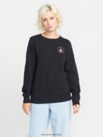 Z0ZR08839 Black Women Truly Deal Crew Sweatshirt Volcom Clothing