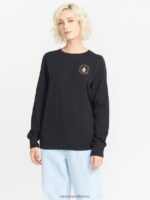 Z0ZR08839 Black Women Truly Deal Crew Sweatshirt Volcom Clothing - Image 5