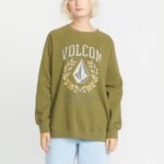 Z0ZR08840 Moss Women Stone Magic Boyfriend Crew Sweatshirt Volcom Clothing