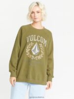 Z0ZR08840 Moss Women Stone Magic Boyfriend Crew Sweatshirt Volcom Clothing - Image 4