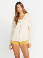 Z0ZR08848 Cream Women Lived in Lounge Zip Jacket Volcom Clothing - Image 3
