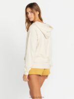Z0ZR08848 Cream Women Lived in Lounge Zip Jacket Volcom Clothing - Image 4