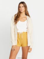 Z0ZR08848 Cream Women Lived in Lounge Zip Jacket Volcom Clothing - Image 6