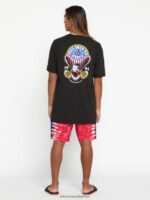 Z0ZR0884 Black Men Freedomeagle Short Sleeve Tee Volcom Clothing - Image 2