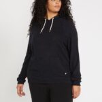 Z0ZR08850 Black Women Lived In Lounge Hoodie Plus Size Volcom Clothing