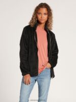 Z0ZR08855 Black Women Pheelin Phuzzy Zip Up Jacket Volcom Clothing - Image 6