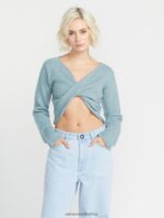 Z0ZR08860 Smokey Blue Women With A Twist Sweater Volcom Clothing - Image 4