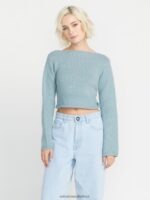 Z0ZR08860 Smokey Blue Women With A Twist Sweater Volcom Clothing - Image 9