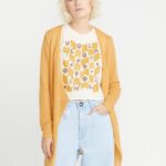 Z0ZR08863 Dust Gold Women Go Go Wrap Sweater Volcom Clothing