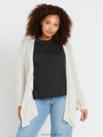 Z0ZR08867 Oatmeal Women Go Go Wrap Sweater Volcom Clothing - Image 5