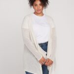 Z0ZR08868 Oatmeal Women Go Go Wrap Plus Size Cardigan Volcom Clothing