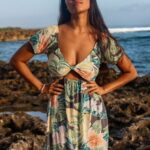 Z0ZR08870 Slate Grey Women Excapism Dress Volcom Clothing