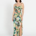 Z0ZR08871 Slate Grey Women Excapism Maxi Dress Volcom Clothing
