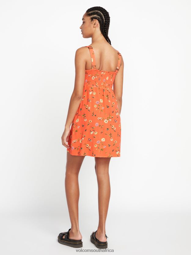 Z0ZR08874 Dark Coral Women Hey Budz Dress Volcom Clothing - Image 3