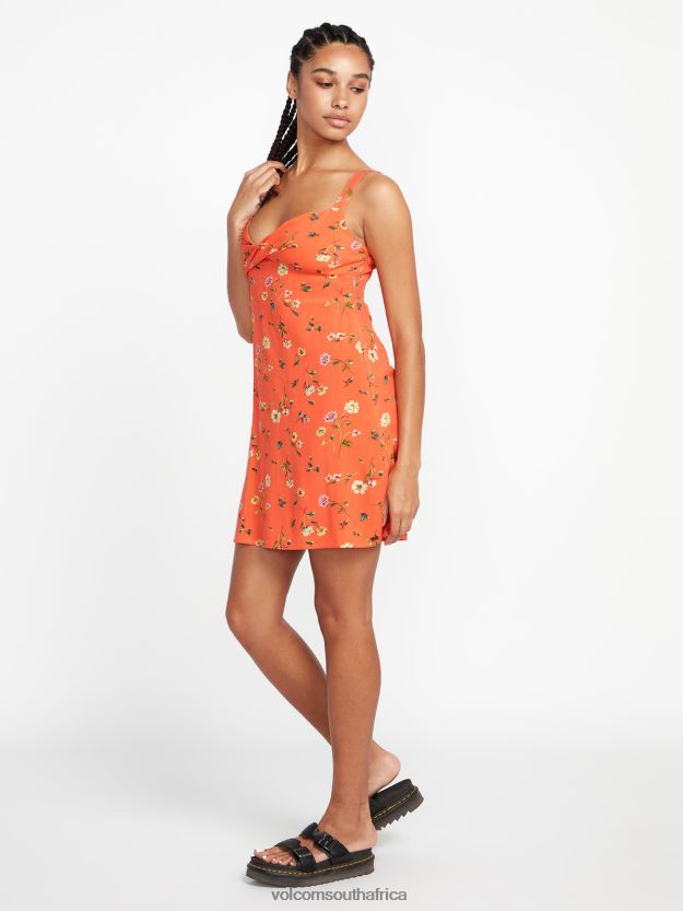 Z0ZR08874 Dark Coral Women Hey Budz Dress Volcom Clothing - Image 5