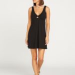 Z0ZR08876 Black Women Desert Bunnie Dress Volcom Clothing