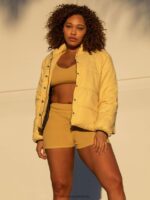 Z0ZR08890 Dust Gold Women Not Enuff Puff Jacket Volcom Clothing - Image 4