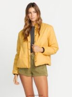 Z0ZR08890 Dust Gold Women Not Enuff Puff Jacket Volcom Clothing - Image 5