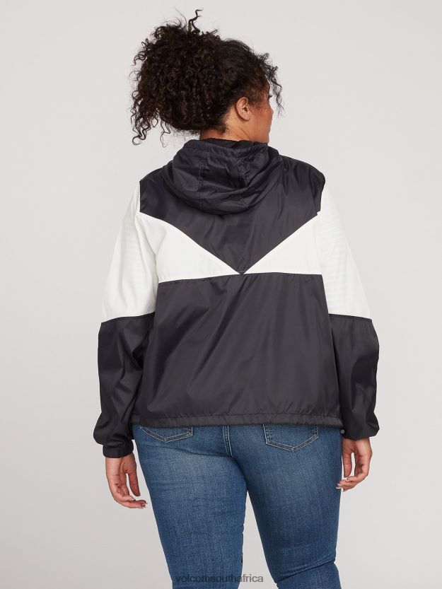 Z0ZR08892 Black White Women Wind Stoned Windbreaker Plus Size Volcom Clothing - Image 4