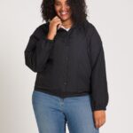 Z0ZR08893 Black Women Enemy Stone Windbreaker Plus Size Volcom Clothing
