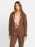 Z0ZR08899 Chocolate Women Lived in Lounge Zip Jacket Volcom Clothing - Image 4