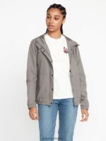 Z0ZR08905 Gunmetal Grey Women Enemy Stone Jacket Volcom Clothing - Image 4