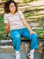Z0ZR08906 Harbor Blue Women Thisthatthem Skate Pants Volcom Clothing - Image 2
